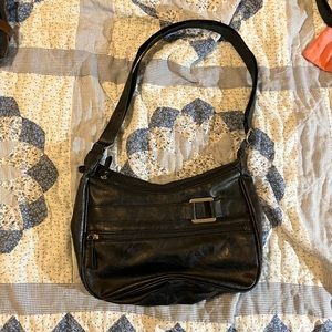 Black double-zip hobo crossbody bag